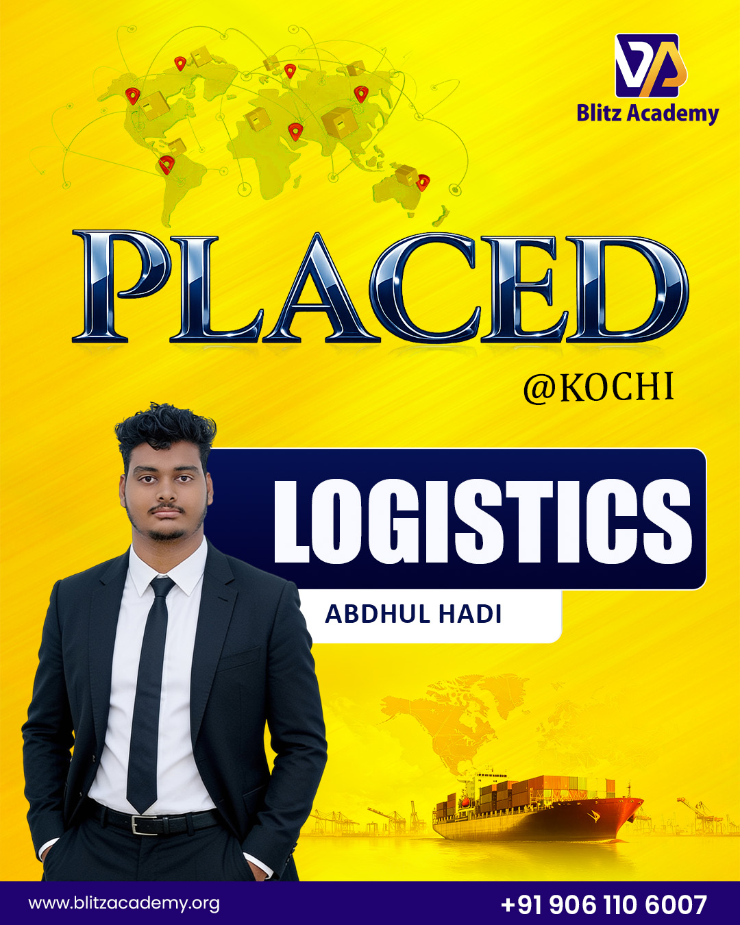 Abdhul Hadi, placed as Logistics (Kochi)